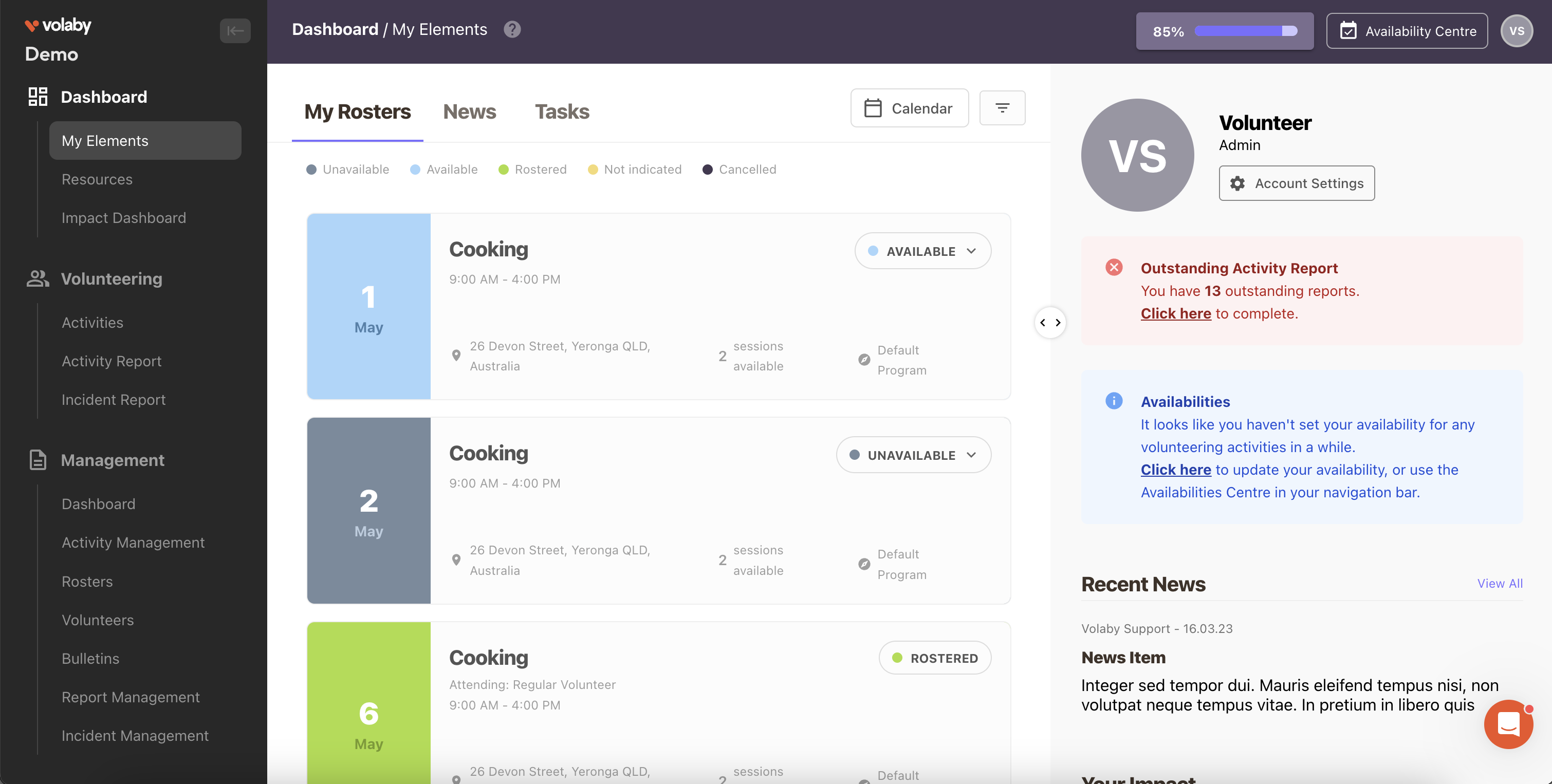 Volaby Dashboard